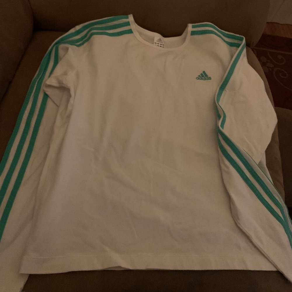 Adidas Long-Sleeve Three-Striped Athletic Tee